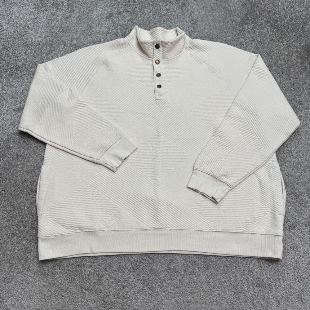 Goodfellow & Co Textured Knit Quarter Snap Pullover Sweatshirt Mens 2XL Beige